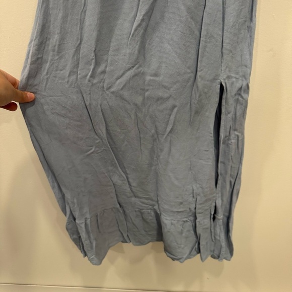 Reformation Meadow Midi Dress in Mineral Blue Small Front Slit Puff Short Sleeve - Picture 4 of 9